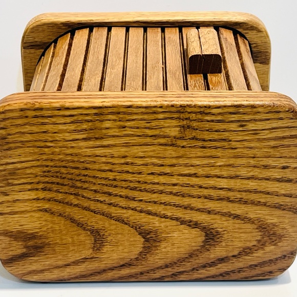 Vintage Matrix Roll-top Recipe Box, Classic Oak - Picture 4 of 12